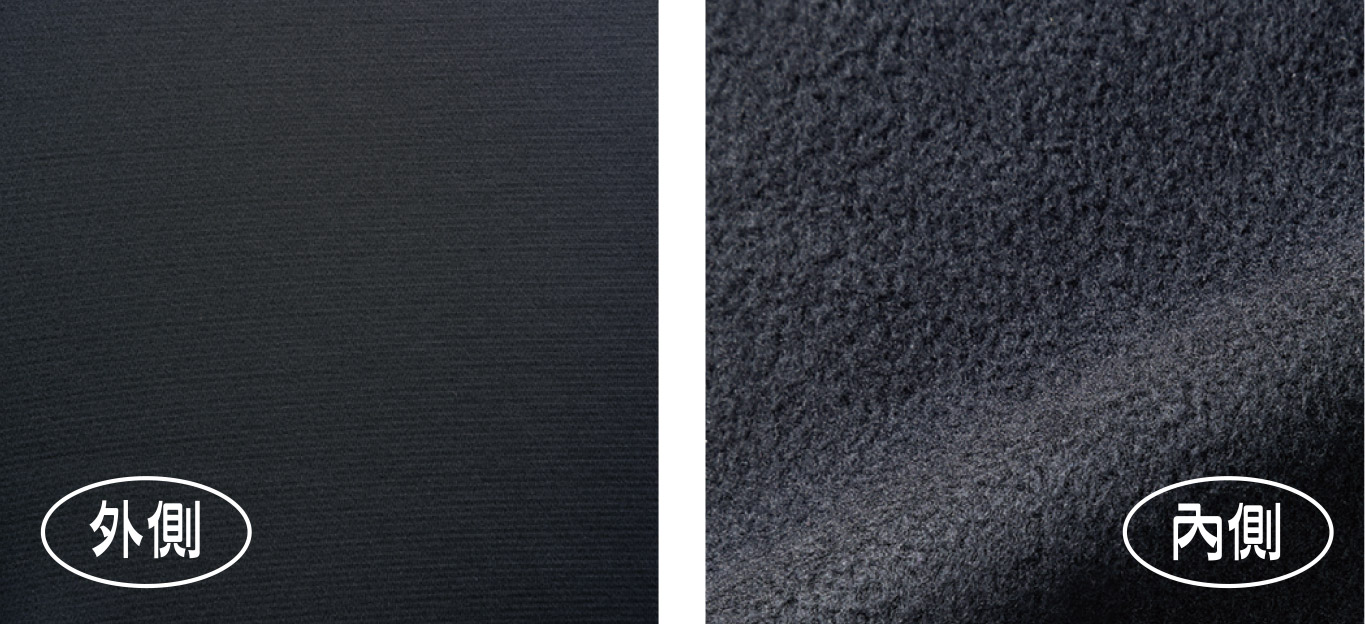 外側是柔滑的黑色布料 內側是保暖的刷毛絨材質