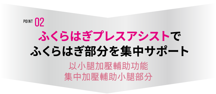 POINT02 以小腿加壓輔助功能集中加壓輔助小腿部分