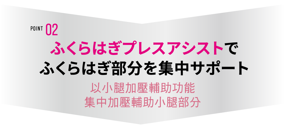 POINT02 以小腿加壓輔助功能集中加壓輔助小腿部分